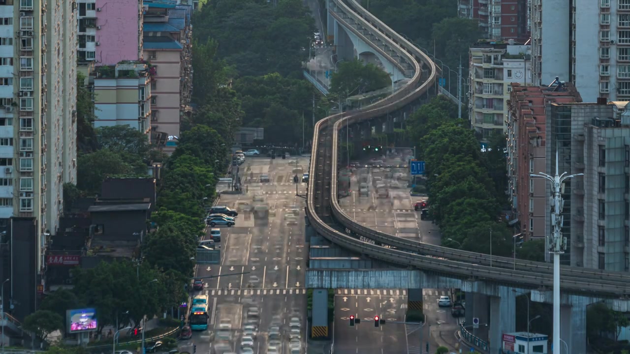 重庆鱼洞轻轨日转夜都市延迟风光视频素材