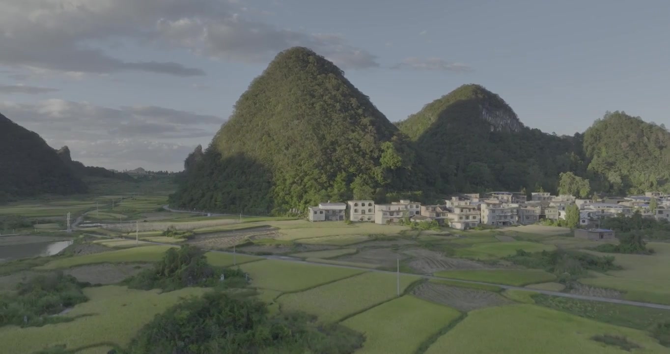 航拍贵州黔南贵定腊利村的稻田景色视频素材