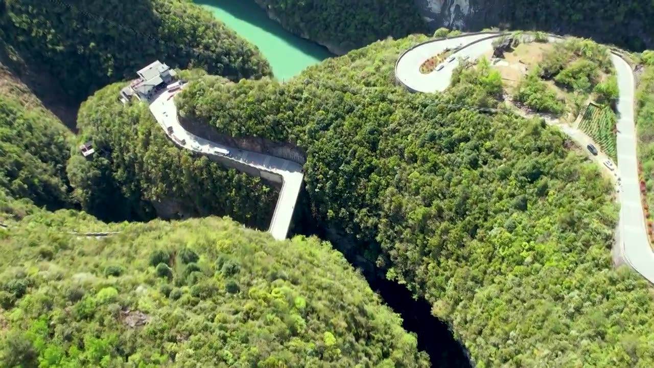 4K湖北恩施屏山峡谷自然风光航拍视频视频素材