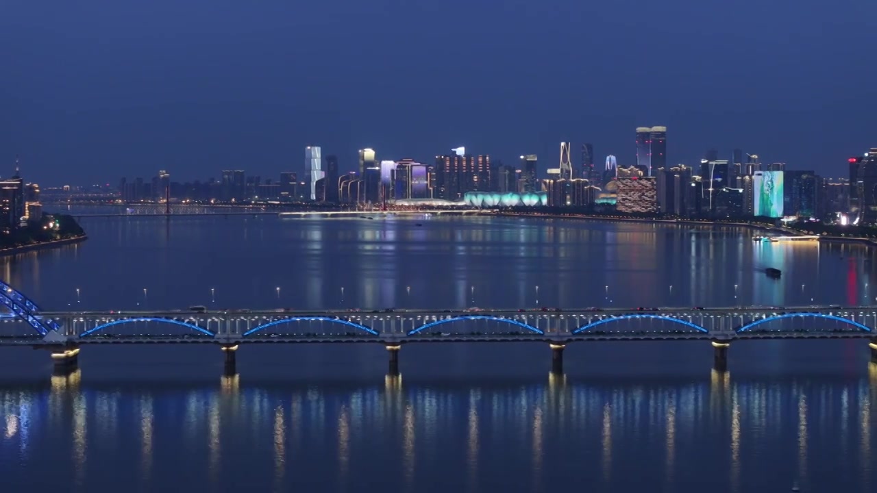 杭州城市夜景航拍视频下载