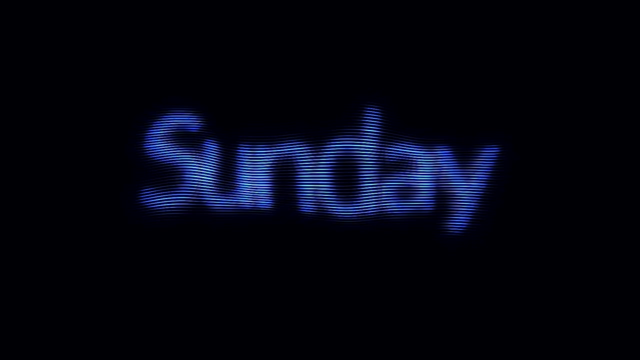 黑色背景上的“Sunday”蓝色文字，周末概念，天衣无缝视频素材