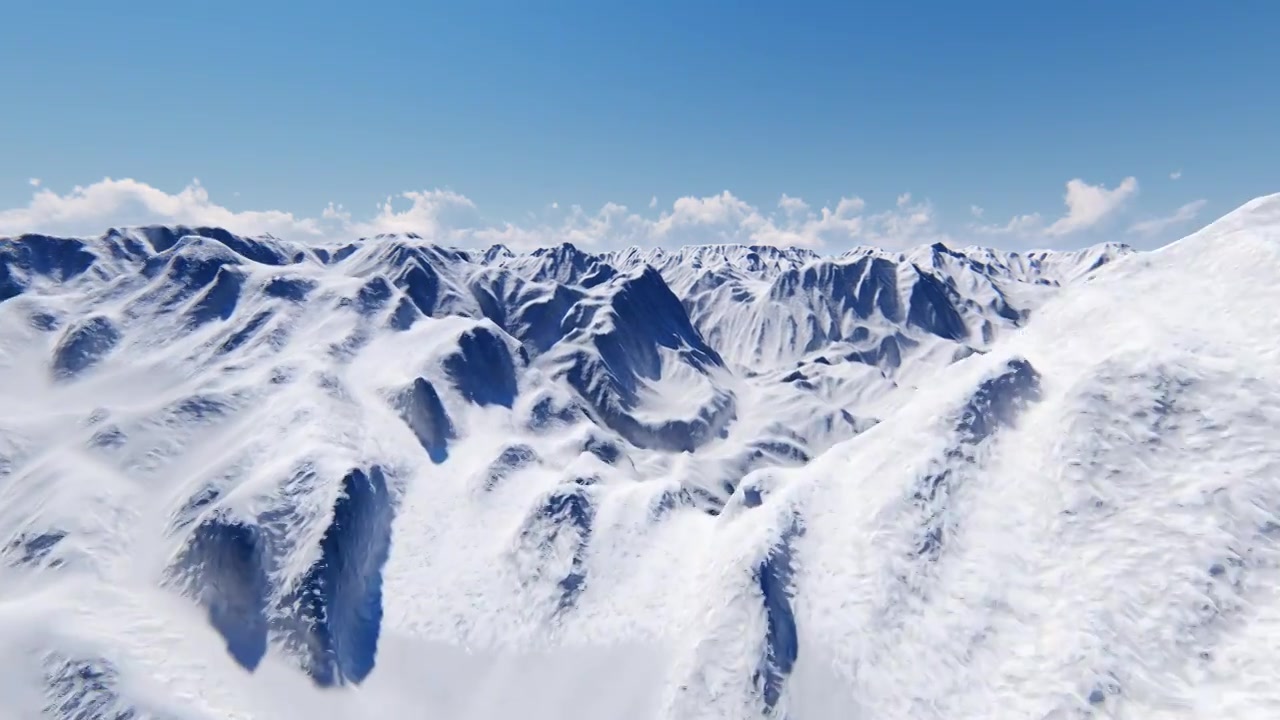 蓝色的雪山在美丽的风格冬季景观自然云天空视频素材