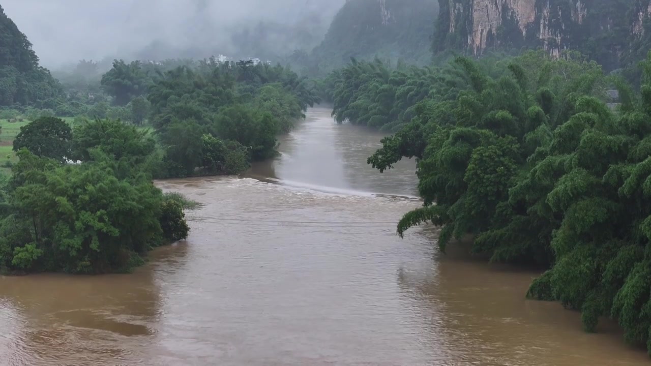 暴雨后河水浑浊视频素材