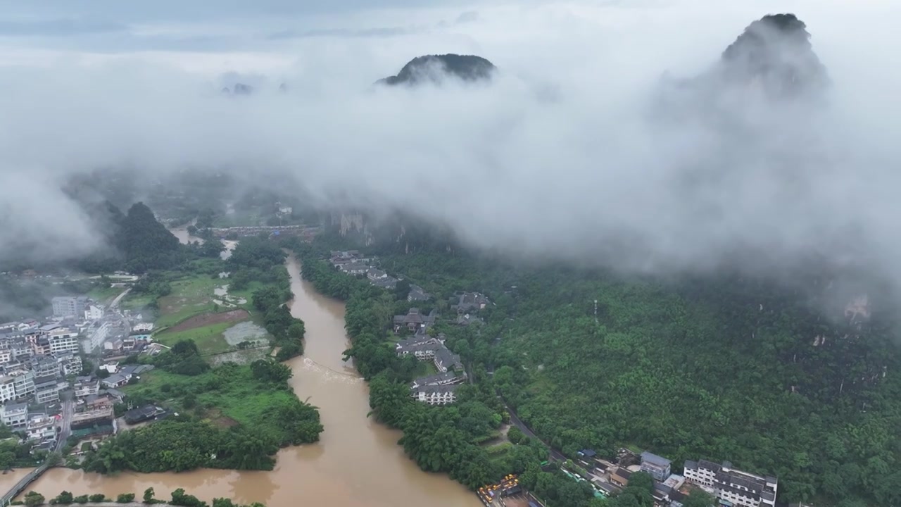 暴雨后河水浑浊视频素材