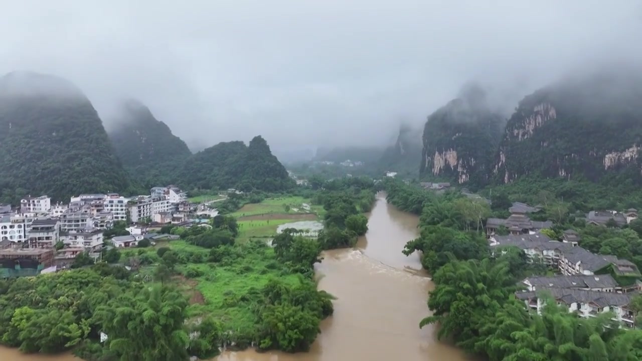 暴雨后河水浑浊视频素材