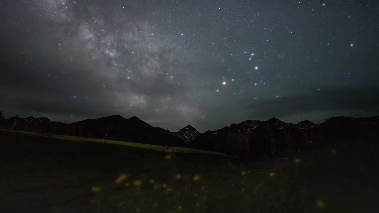 新疆库尔德宁牧场星空银河延时视频素材