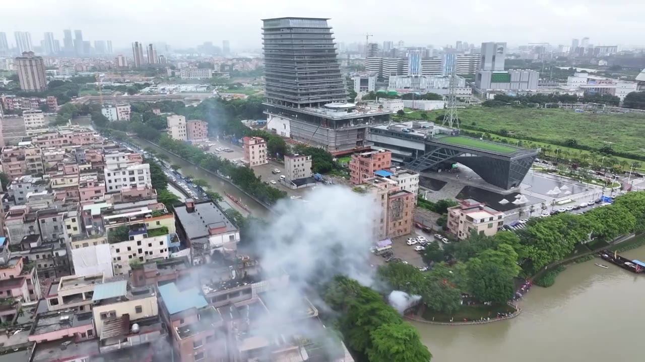 中国广东省广州市黄埔区庙头景视频素材