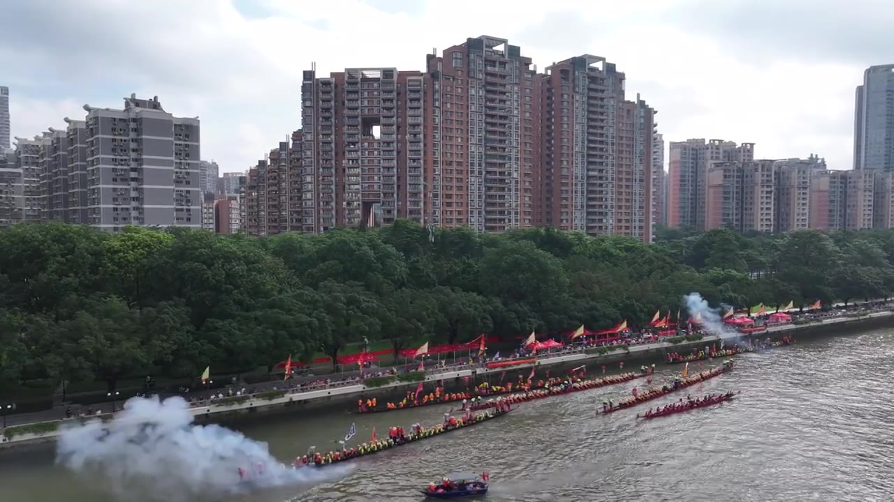 中国广东省广州市天河区猎德招景视频素材