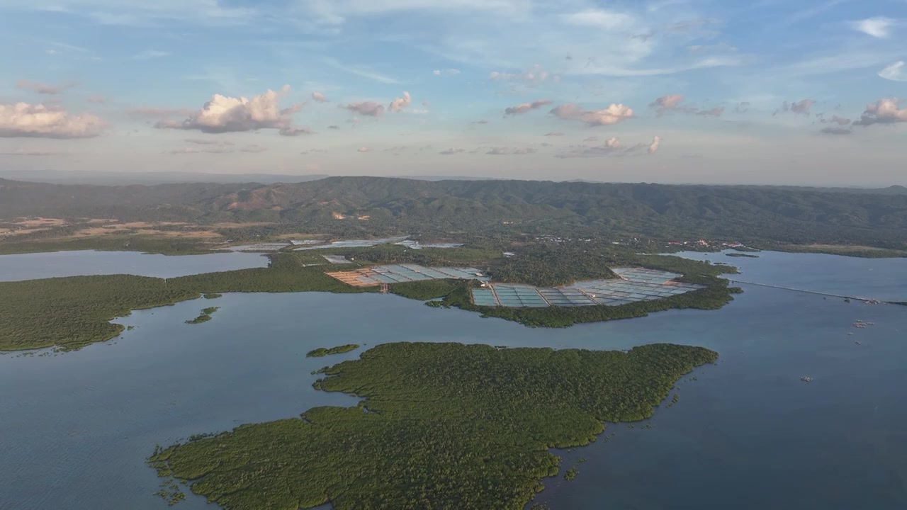 千岛之国，宿务省，保和省，保和岛，Basihan Islet，红树林岛，水产养殖，海边渔场，航拍视频下载