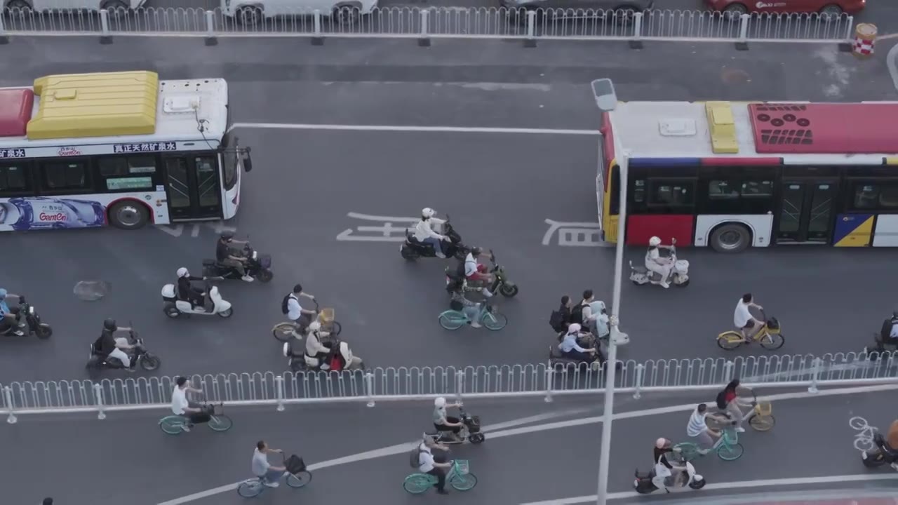 广州城市道路人流视频下载