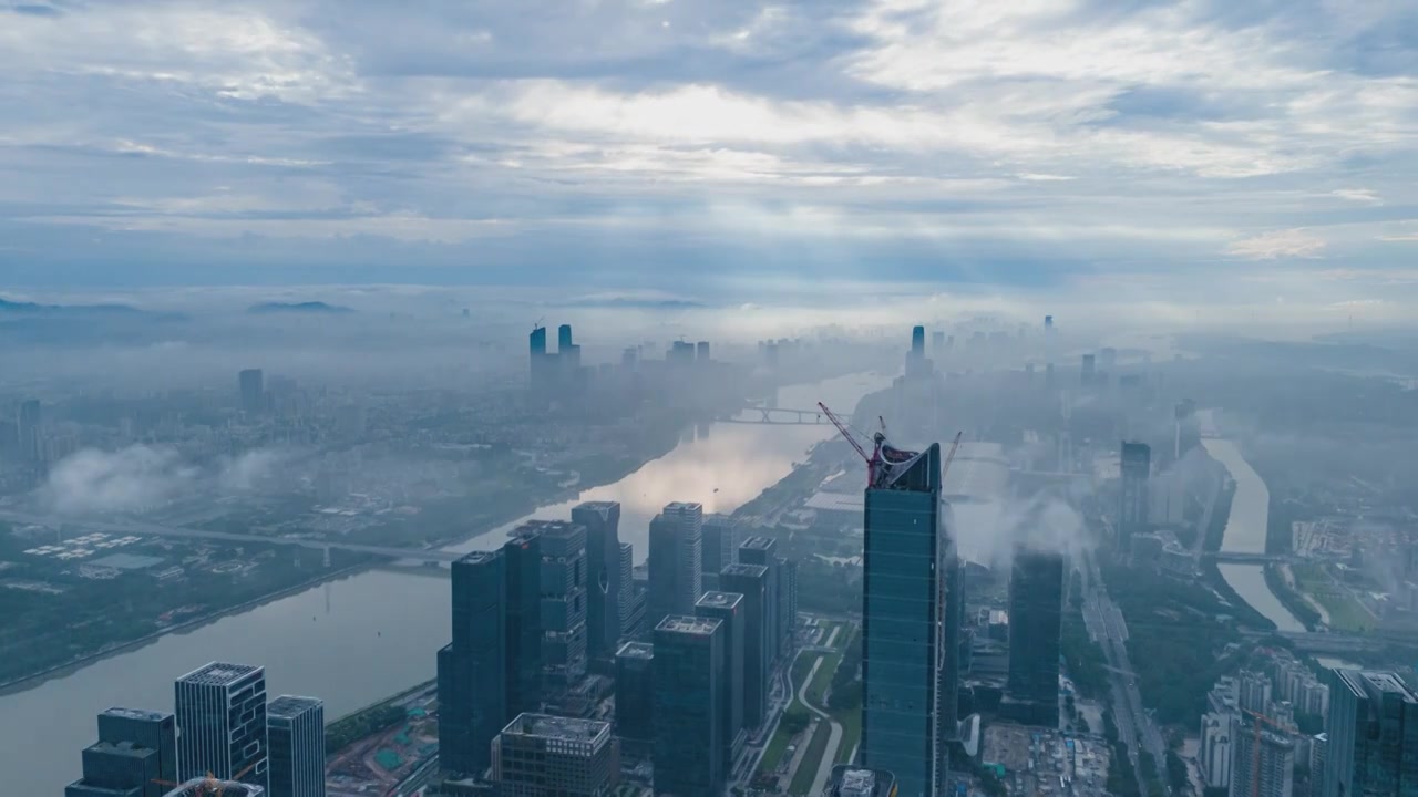 广州琶洲西区云海延时视频素材