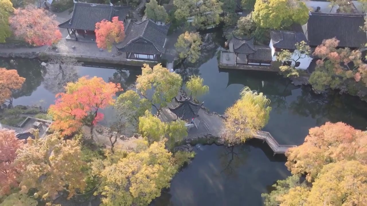 (合集)秋天的苏州姑苏古典园林拙政园狮子林与苏州博物馆风景航拍视频素材