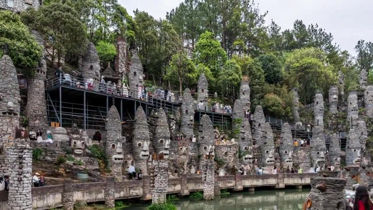 中国贵州贵阳花溪夜郎谷景区延时摄影视频素材