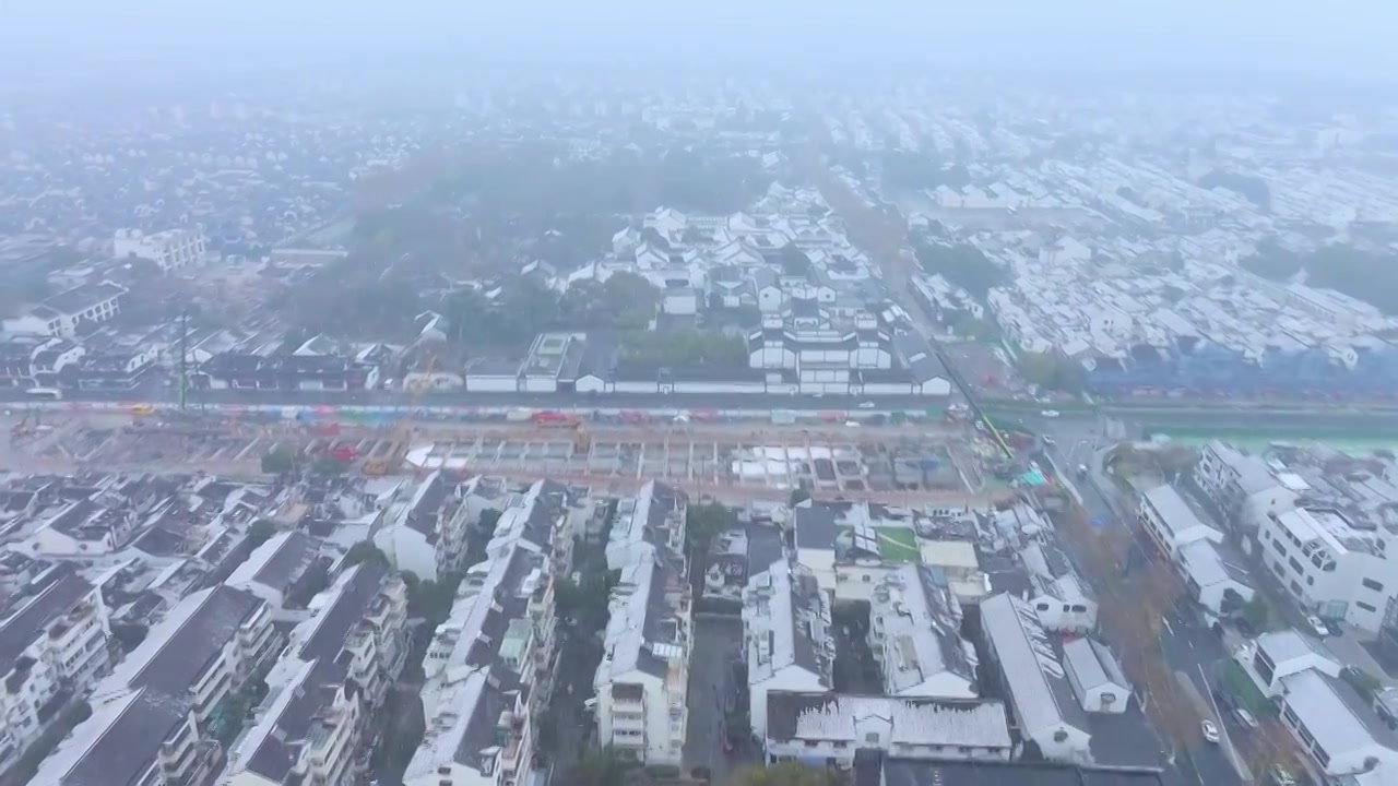 (合集)冬天江南苏州姑苏古典园林拙政园 狮子林 苏州博物馆 雪景城市与自然风景航拍视频素材