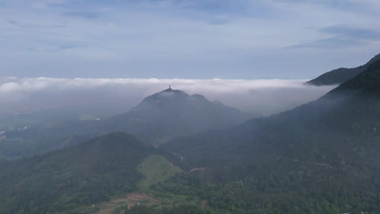 4k航拍-云海空镜背景-浙江台州天台山5A风景区视频下载