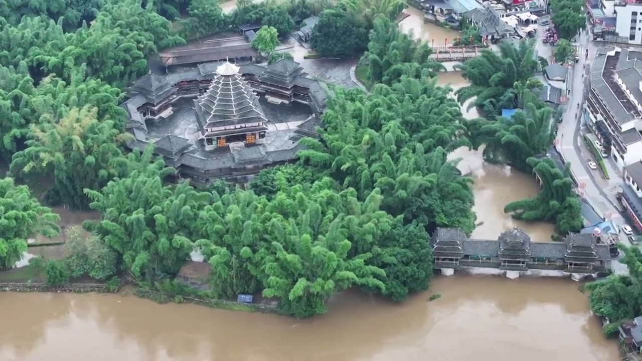 汛期桂林漓江洪水洪峰过境视频素材