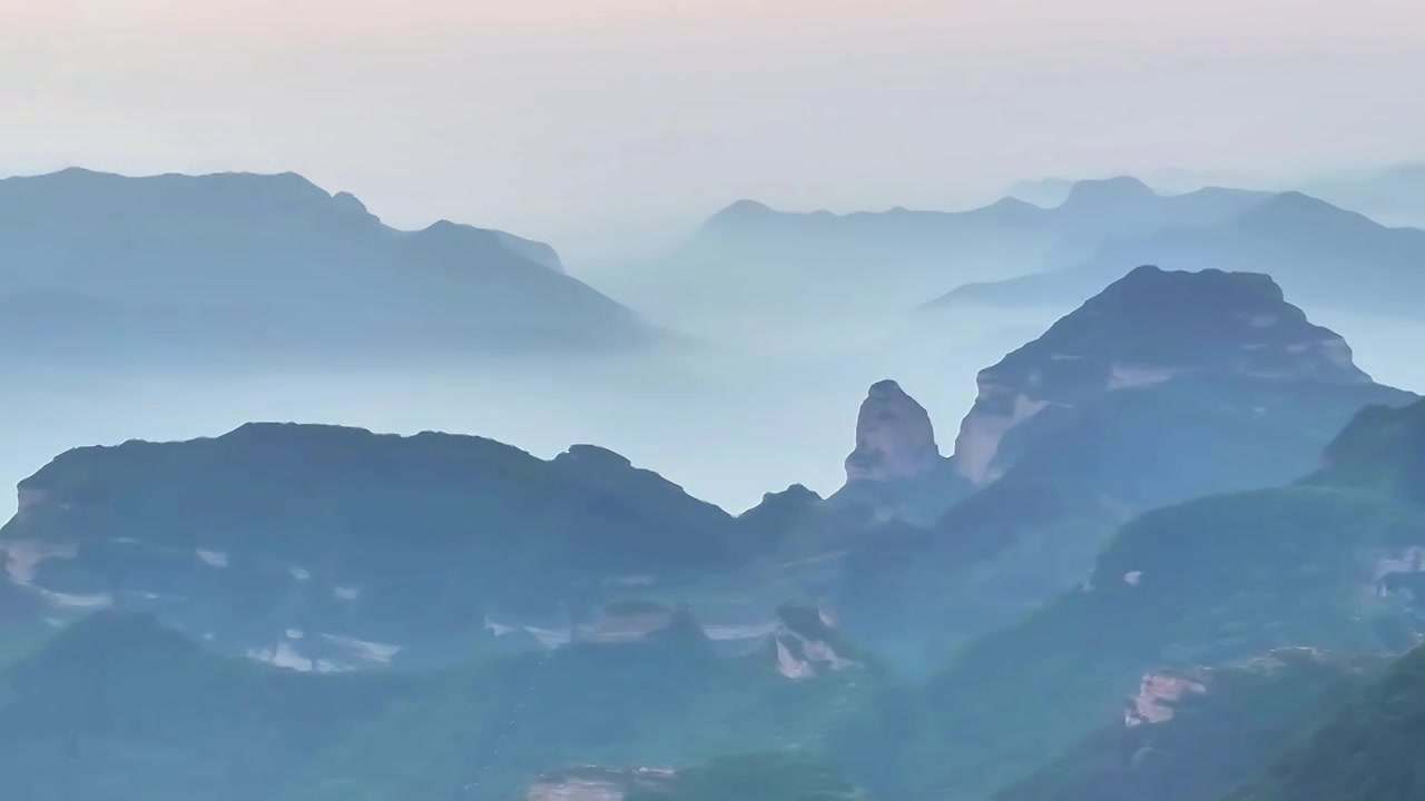 航拍山西长治太行山日出视频素材