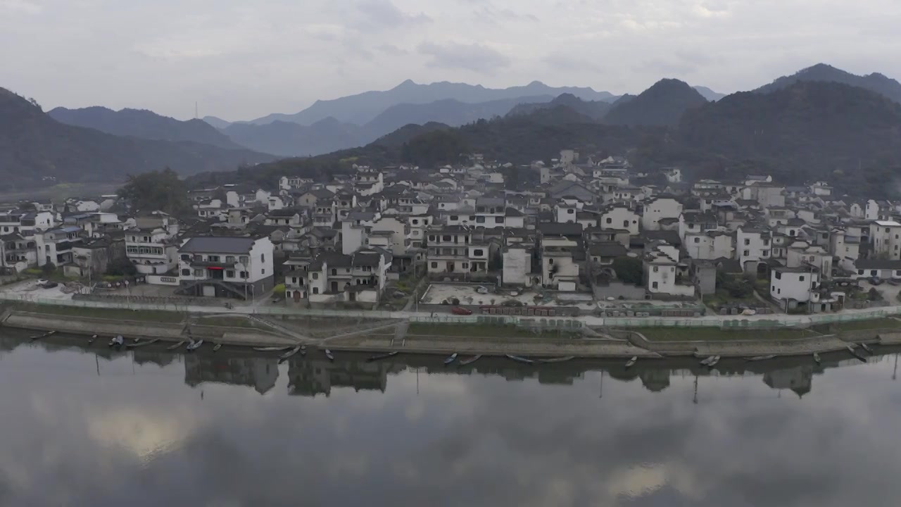 新安江百里画廊漳潭村航拍视频素材