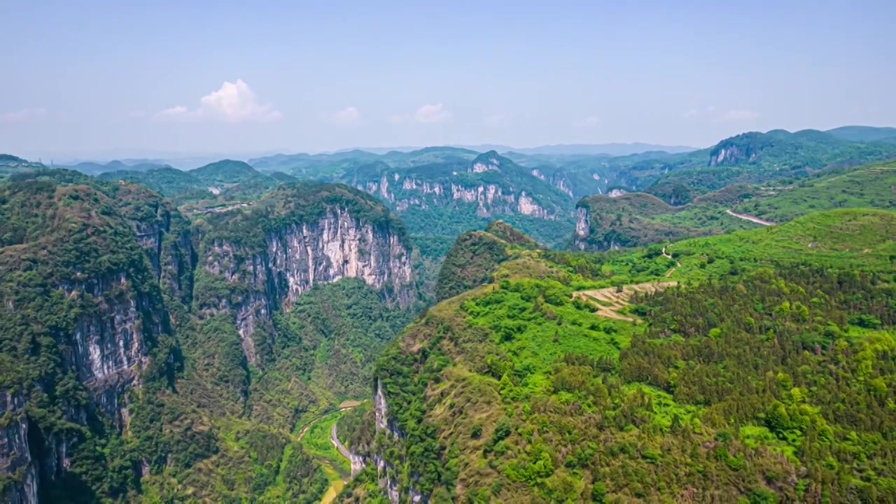 8K湘西德夯峡谷5A景区航拍延时视频素材