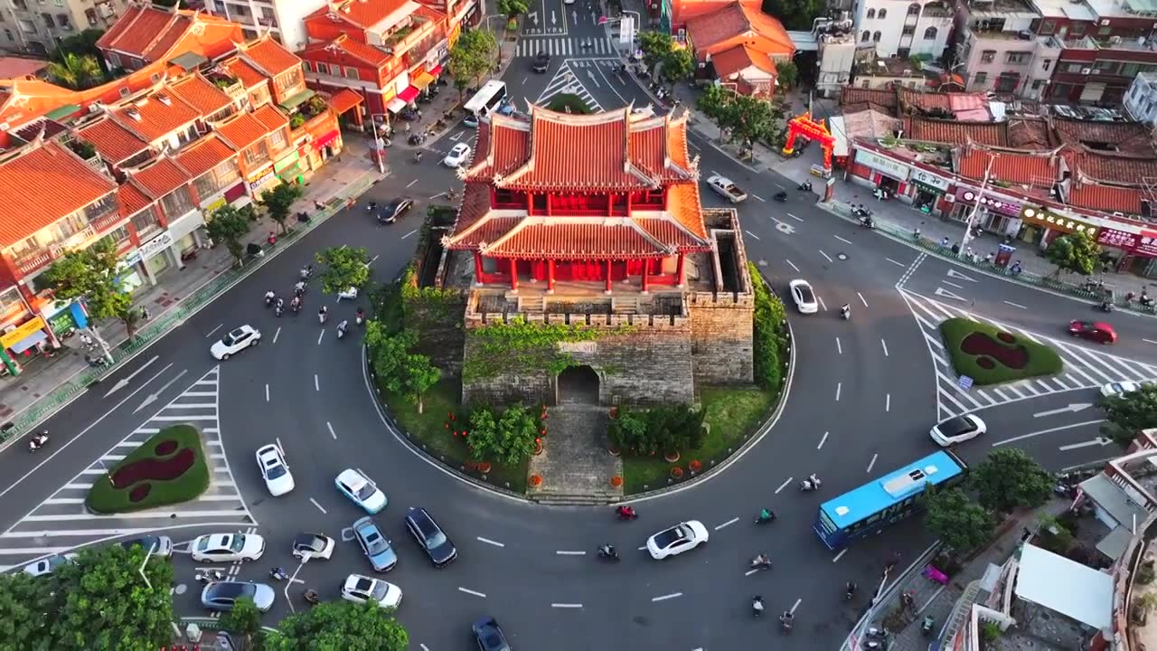 福建泉州古城朝天门航拍合集视频下载