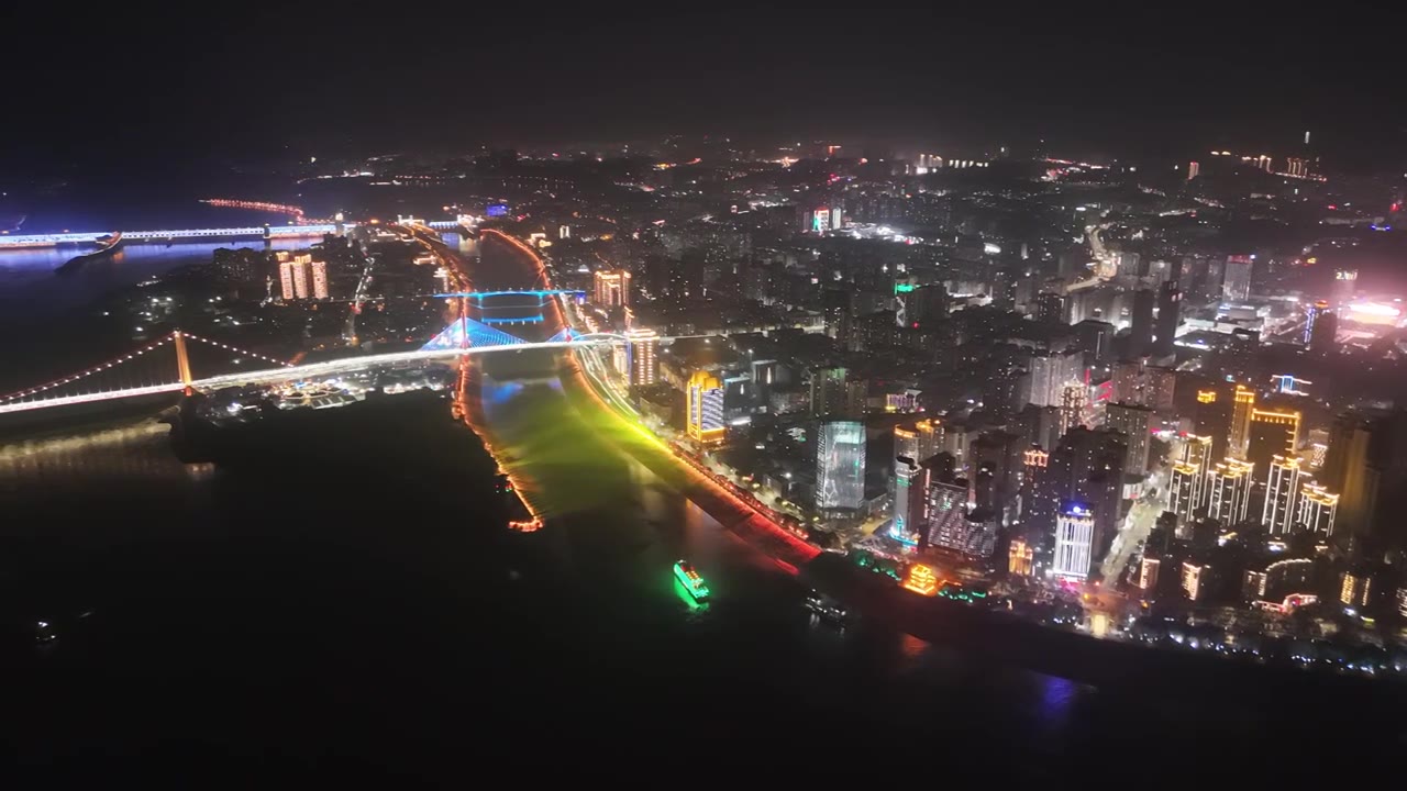 宜昌市城市风光航拍视角全景图视频素材