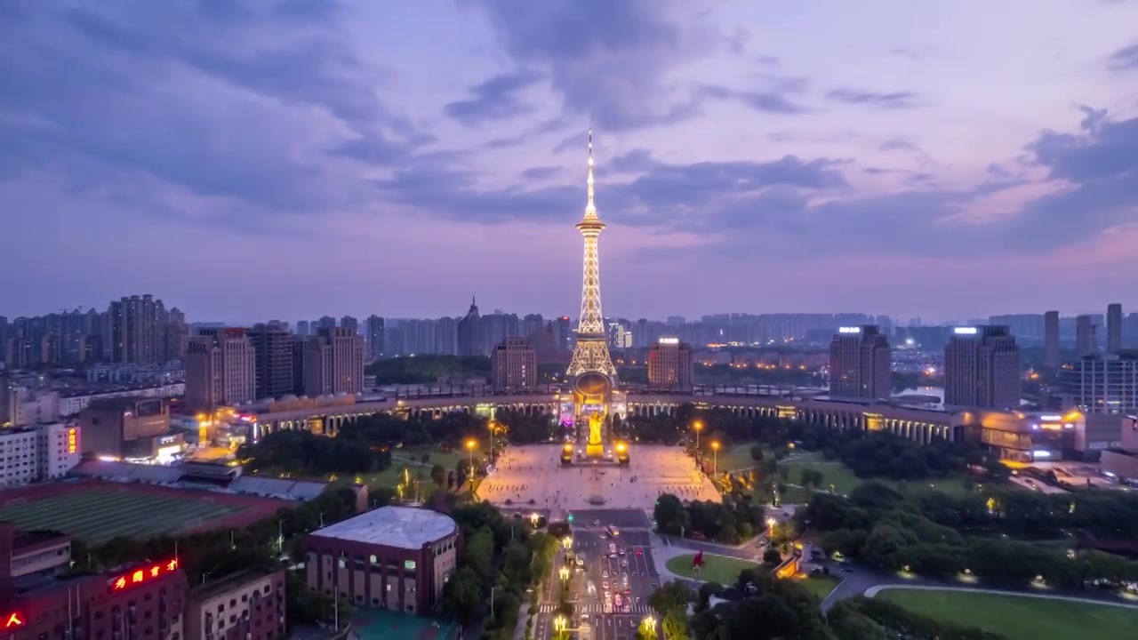 中国株洲炎帝广场延时夜景视频素材