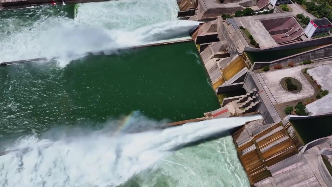 河南黄河小浪底水库汛期泄洪排水排沙视频素材