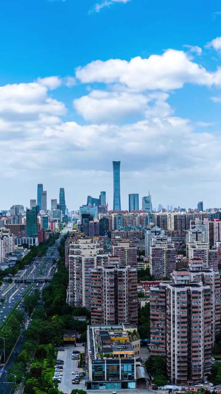 北京朝阳区高视角瞰城市夏日延时视频素材