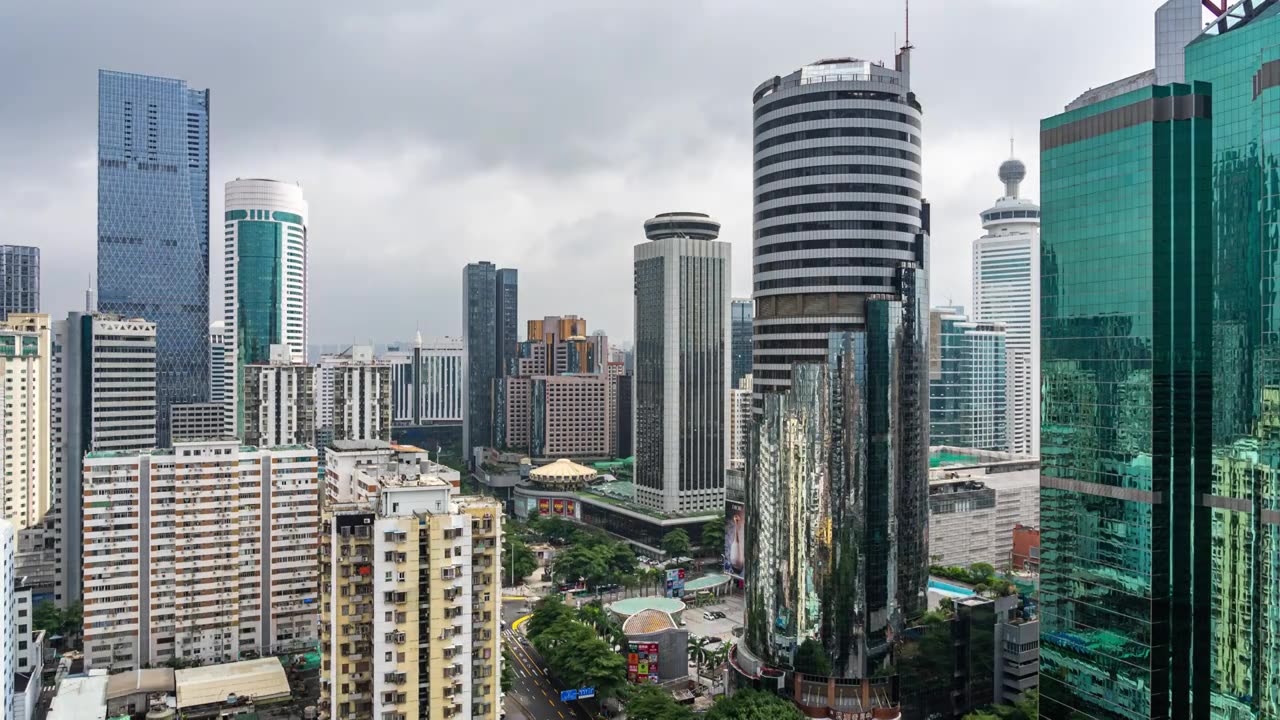 中国广东深圳罗湖国贸大厦建筑群延时摄影视频素材