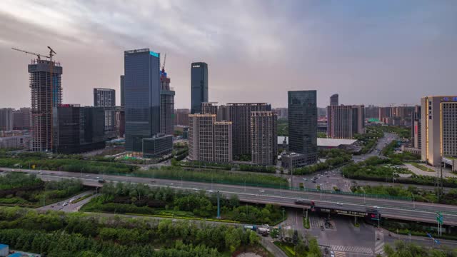 西安高新区南三环日落夜景延时视频素材