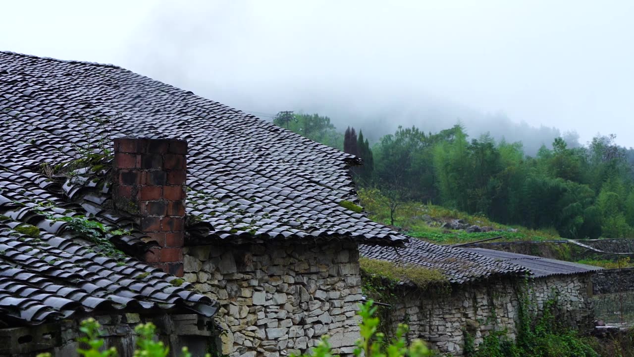 下雨天的农村视频素材