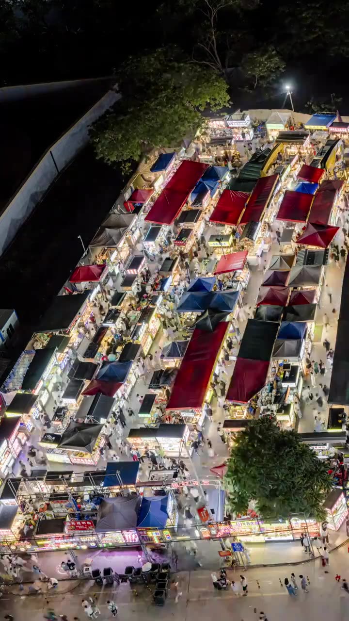 夜市，人流量，时间流逝视频素材