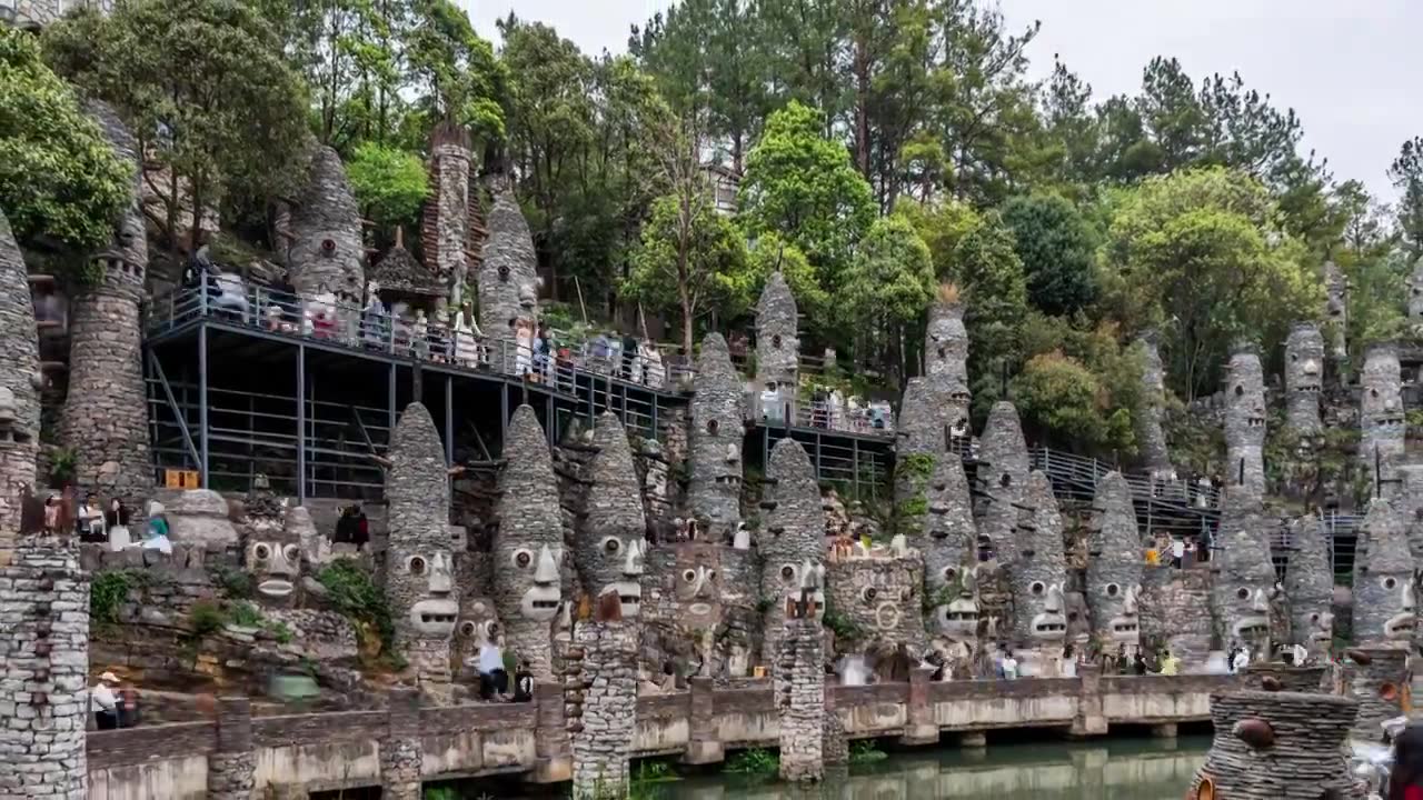 中国贵州贵阳花溪夜郎谷景区延时摄影视频素材