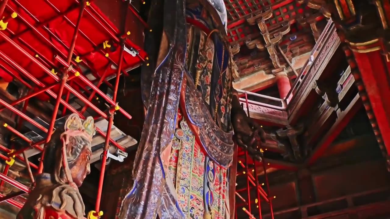 天津蓟县独乐寺观音阁寺庙观音塑像泥塑视频素材