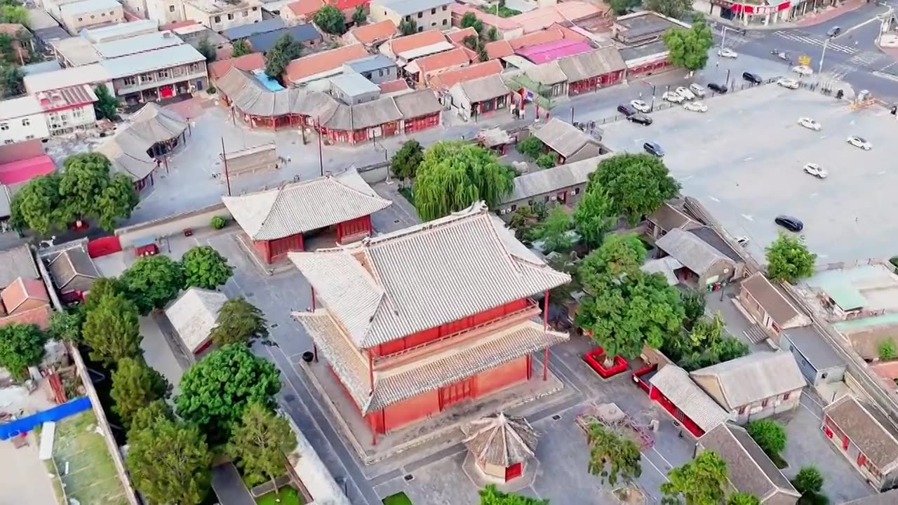 天津蓟县独乐寺观音阁寺庙木构古建筑航拍视频素材