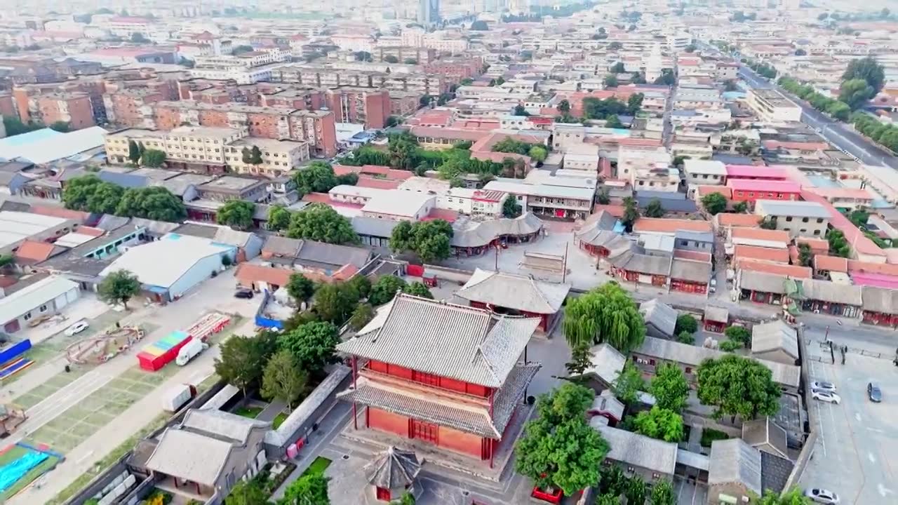 天津蓟县独乐寺观音阁寺庙木构古建筑航拍视频素材