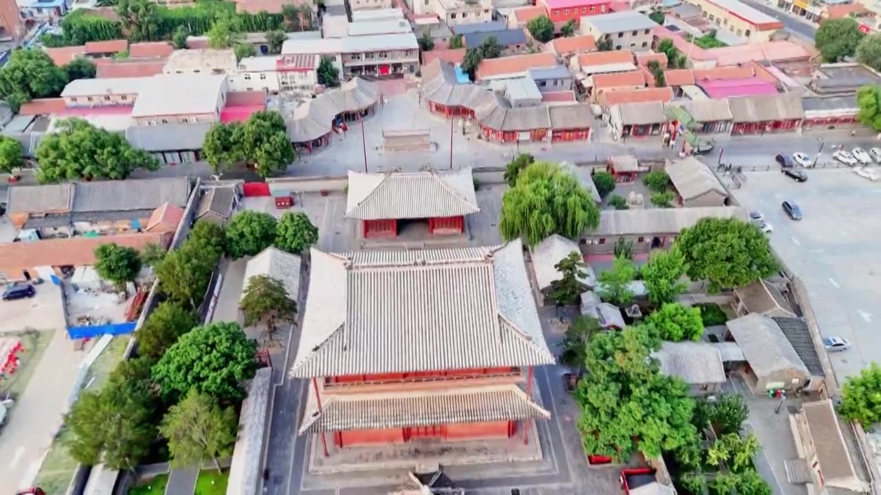 天津蓟县独乐寺观音阁寺庙木构古建筑航拍视频素材