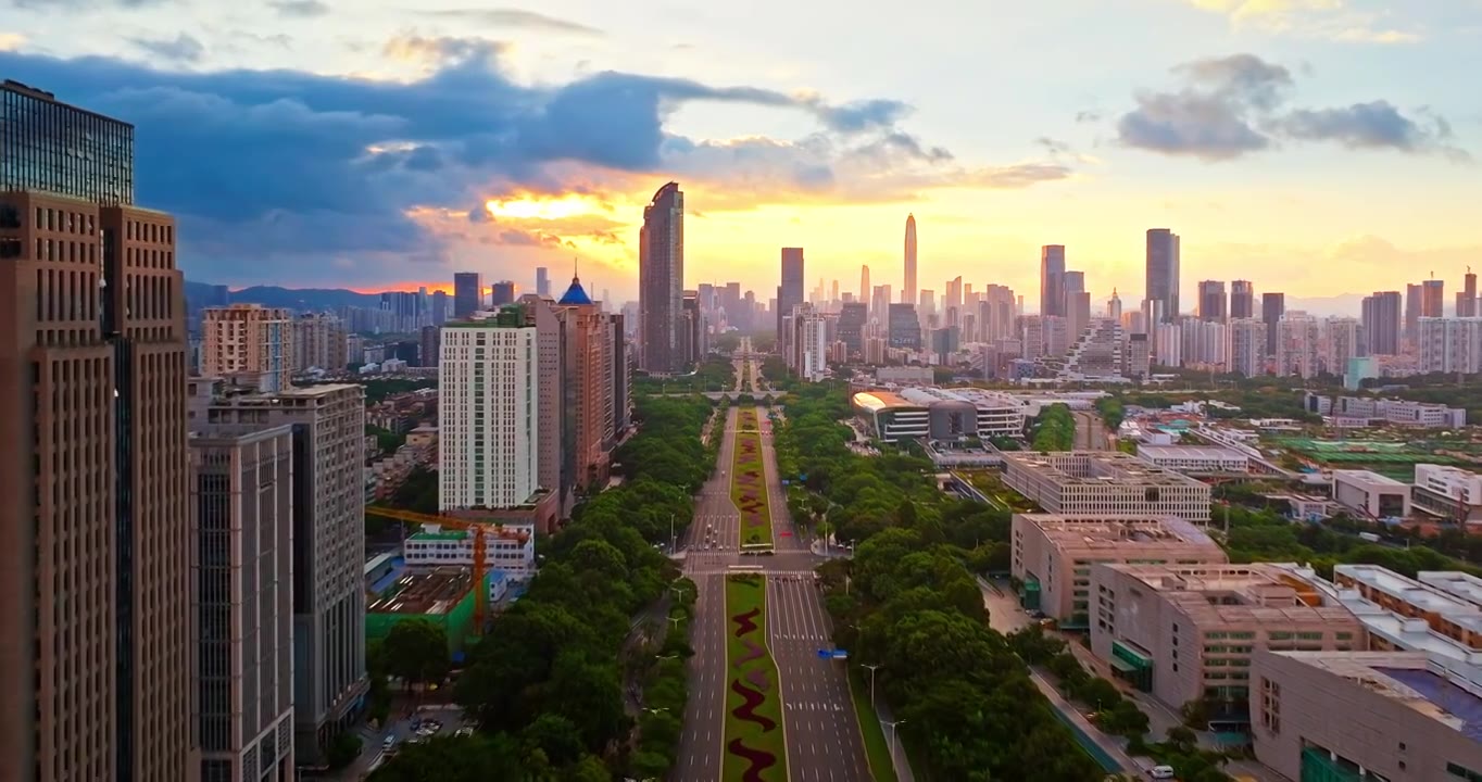 中国深圳现代城市天际线，商务金融背景视频素材