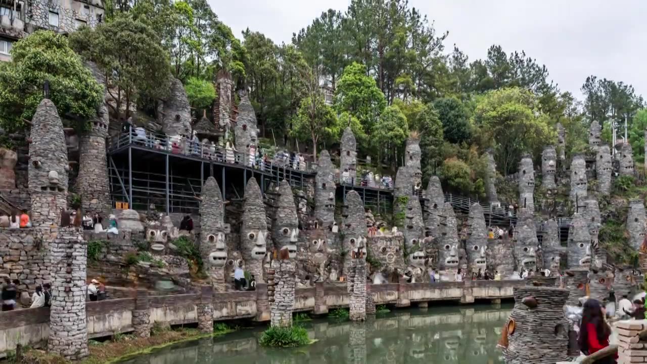 中国贵州贵阳花溪夜郎谷景区延时摄影视频素材