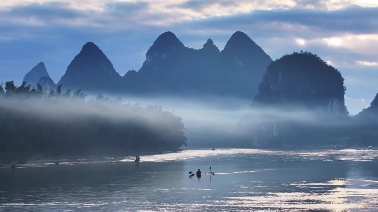 桂林漓江桂林山水水墨意境视频素材