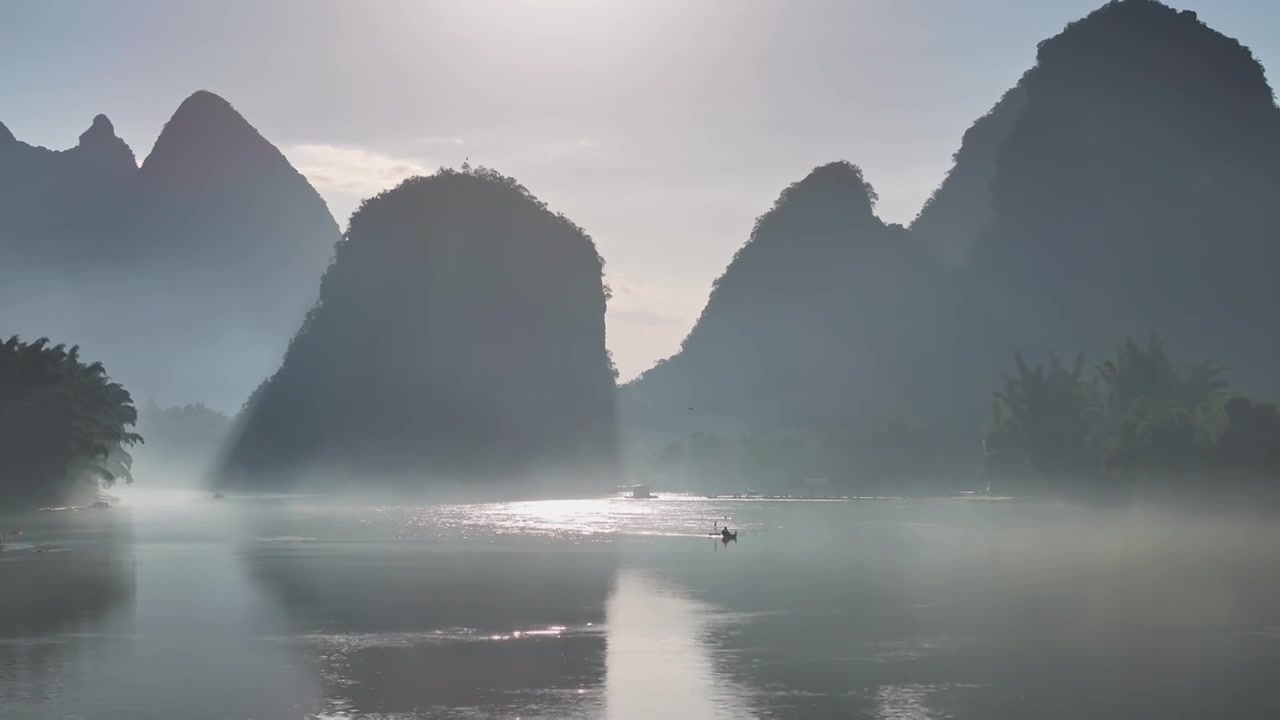 桂林漓江桂林山水水墨意境视频下载