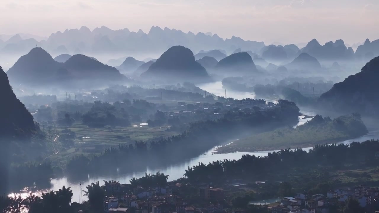 桂林漓江桂林山水水墨意境视频素材