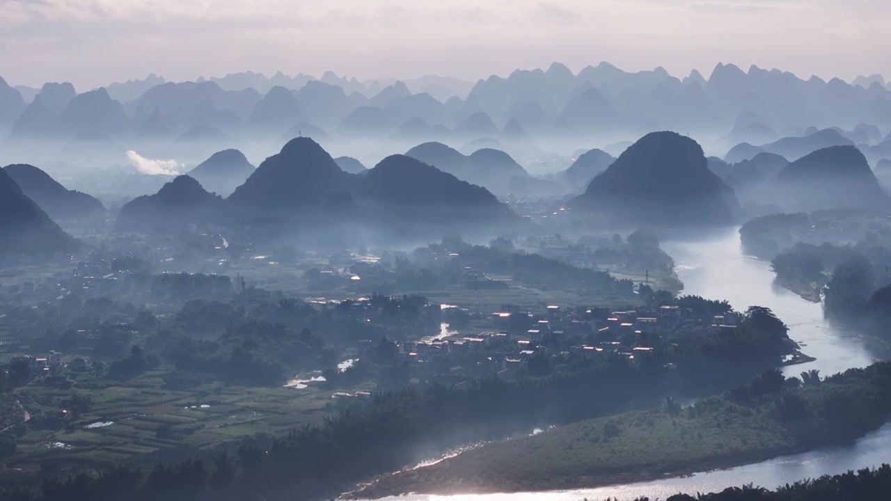 桂林漓江桂林山水水墨意境视频素材