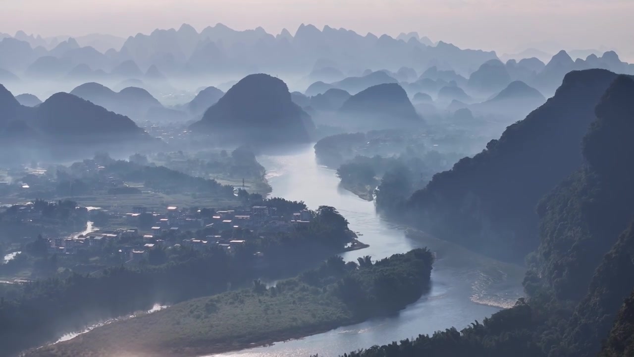 桂林漓江桂林山水水墨意境视频素材