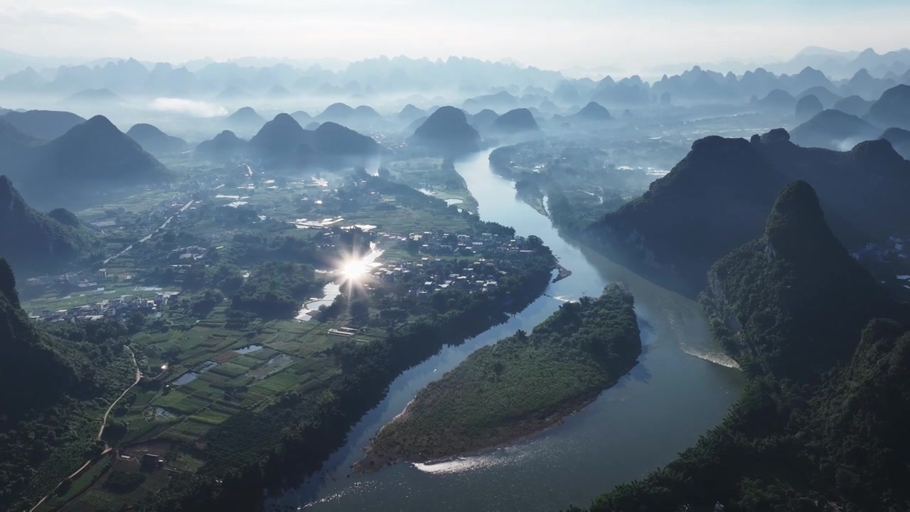 桂林漓江桂林山水水墨意境视频素材