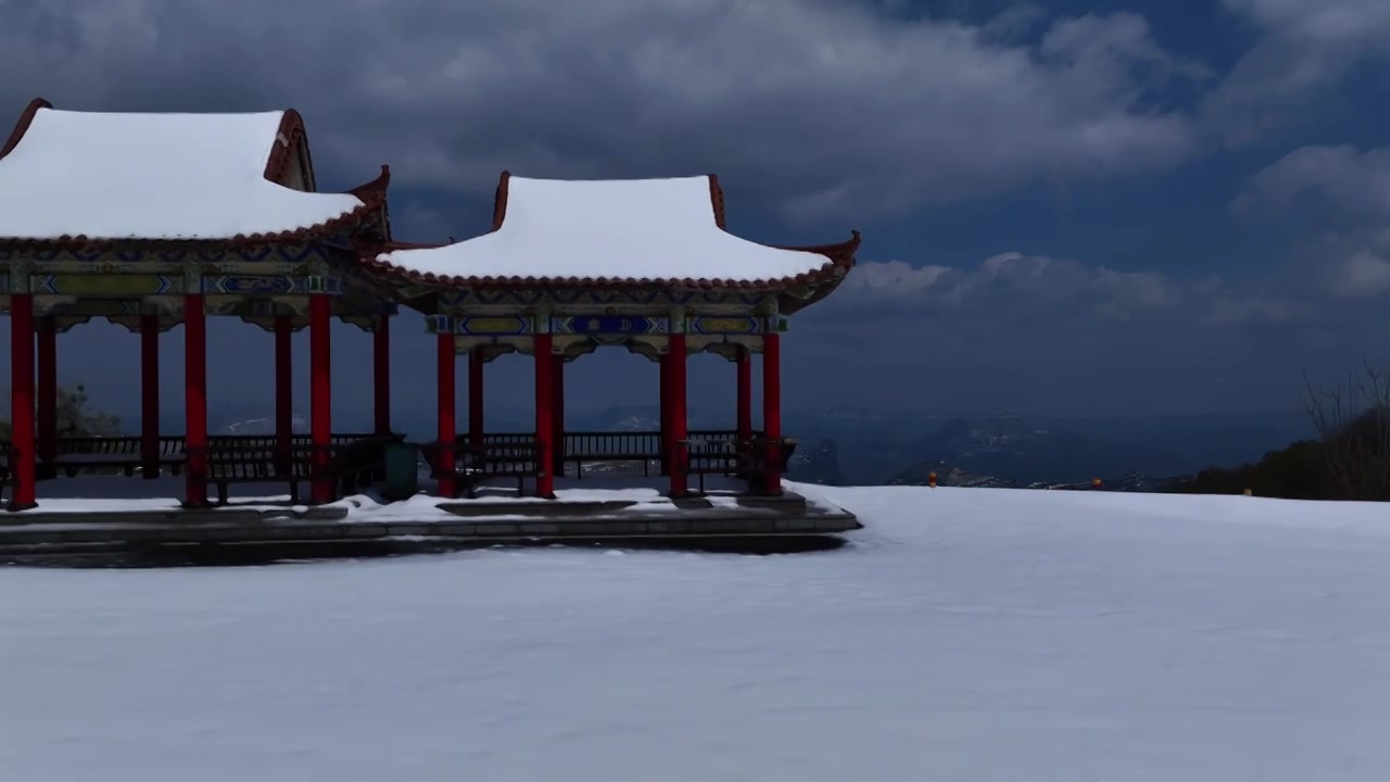 山西省长治市板山风景区观景台，春雪后景色视频素材