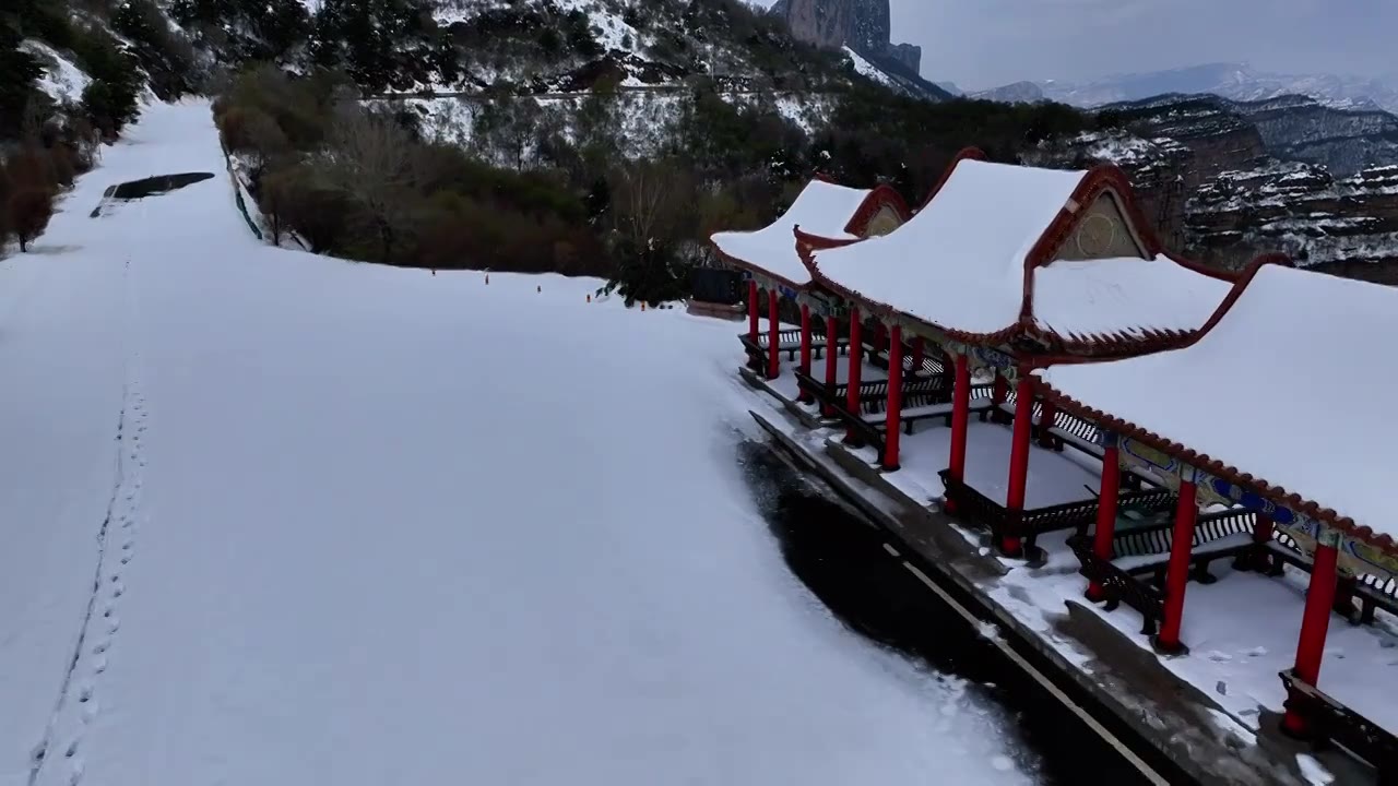 山西省长治市板山风景区观景台，春雪后景色视频素材