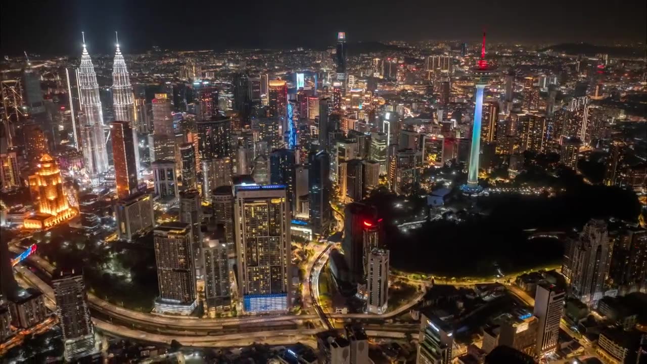 现代繁华的马来西亚吉隆坡夜景视频素材