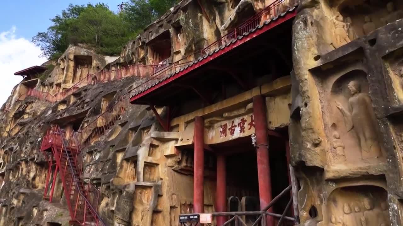 四川广元：千佛崖皇泽寺石窟尽显古朴典雅视频素材