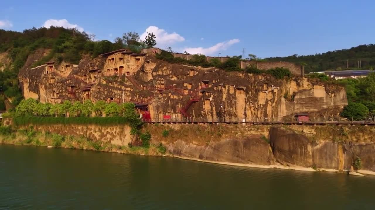 四川广元：千佛崖皇泽寺石窟尽显古朴典雅视频素材